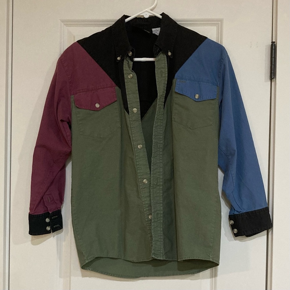 Vintage Colorblock Button-Up Shirt